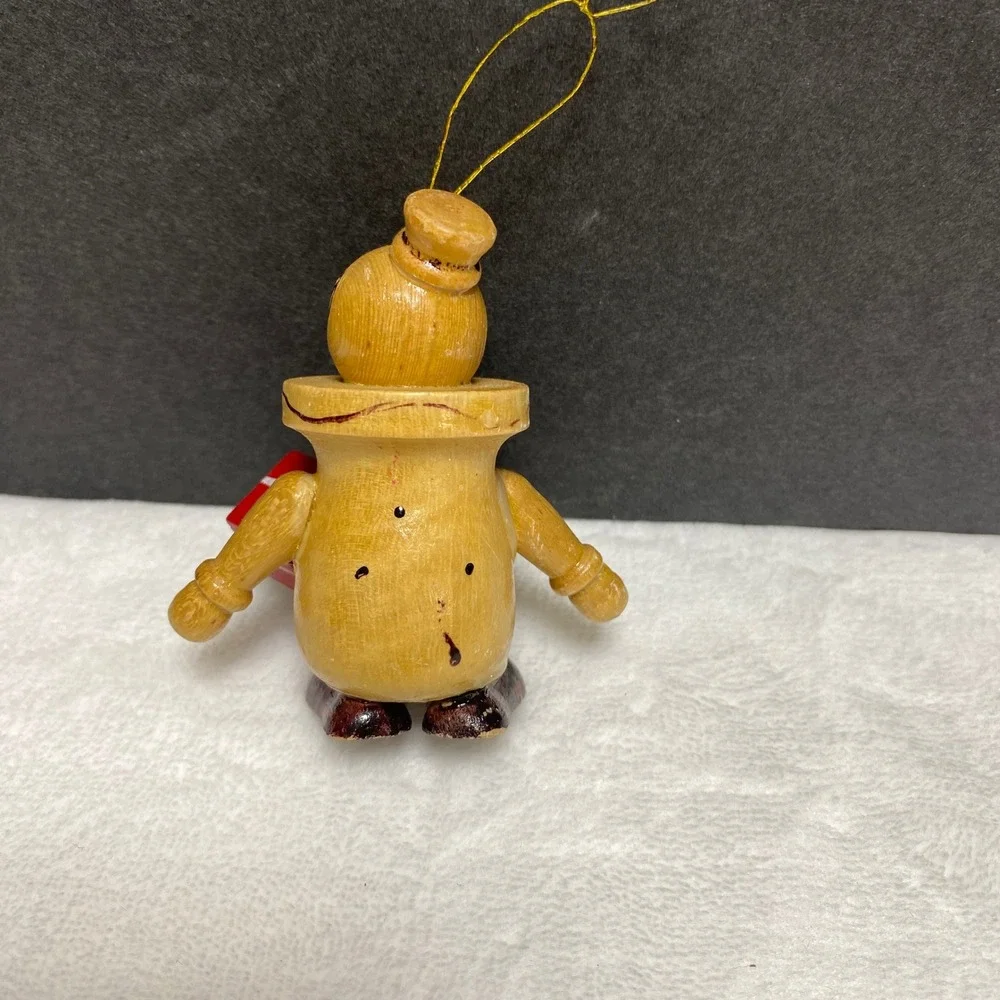 VTG Wooden Christmas‎ Clown Ornament Figure with Red Gift Taiwan